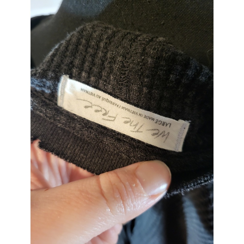 We The Free Free People Over Sized Waffle Black Top Size Large - Picture 5 of 5